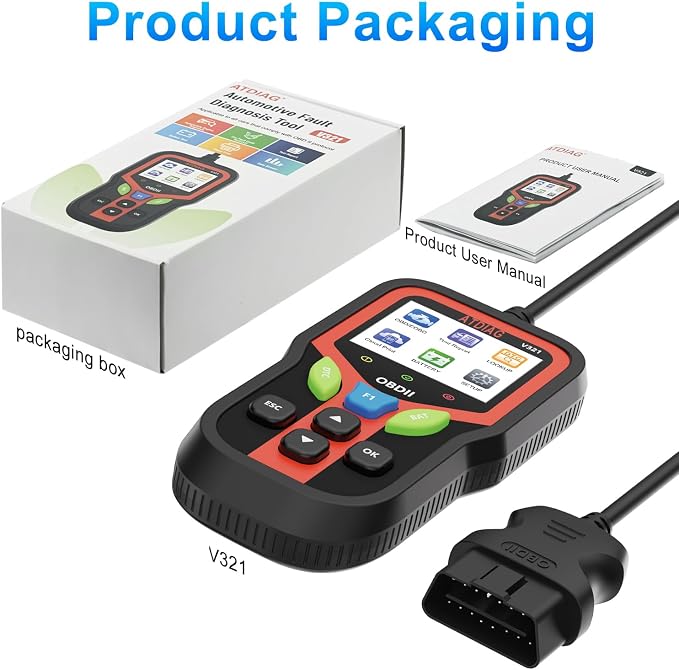 OBD2 Scanner Diagnostic Tool, Check Engine Lights and Clear Vehicle Trouble Code, Battery Start Test, Live Data, Cloud Printing, Freeze Frame, Car Scanner for All OBDII Vehicles Since 1996
