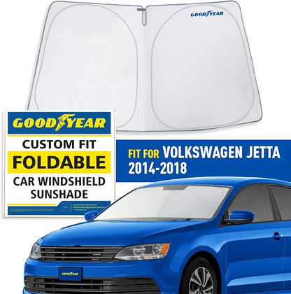 Goodyear Foldable Windshield Sunshade for Volkswagen (VW) Jetta 2014-2018, Car Accessories, Sunshade Cover, Sun Shade Car Windshield, Window Sun Blocker - GY008217