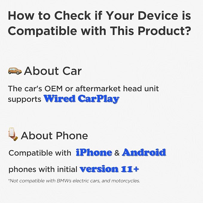 MSXTTLY Mini 3in1 Stream CarPlay Android Auto Wireless Adapter, Support Netflix/YouTube/TikTok/PrimeVideo Box, Only Compatible with Wired CarPlay Car Model 2017+, for Android 11 & iPhone iOS 10+