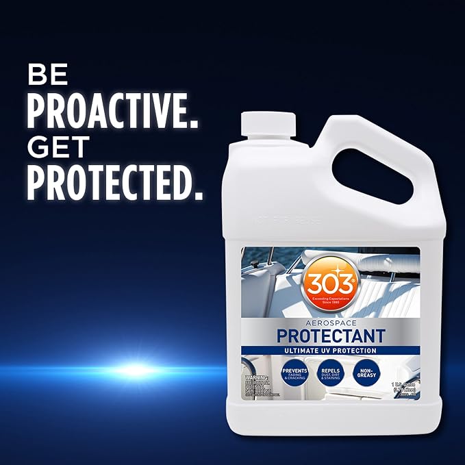 Provides UV protection for marine vinyl and surfaces while helping prevent fading, cracking, and staining.