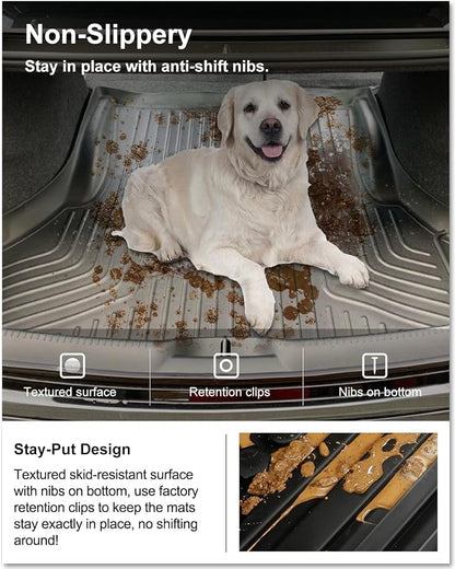 KIWI MASTER Cargo Mat for 2011-2023 Dodge Charger/Chrysler 300, Custom Fit All Weather Rear Cargo Liner, Heavy Duty TPE Tray Trunk Mat, Black