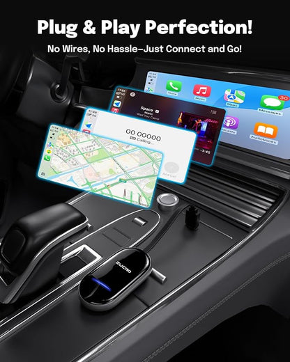 ZUCWO 2-in-1 Wireless CarPlay Adapter and Android Auto Adapter – Converts Wired to Wireless for Cars 2016+, Plug & Play, USB-A to USB-C for iOS10+/Android 11+
