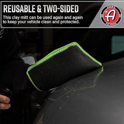 Adam's Clay Mitt (Green, 2pk) - Car Detailing Medium Grade Clay Mitt Glove Quickly Removes Debris from Your Vehicle Exterior Paint, Glass, Wheels, Chrome & More