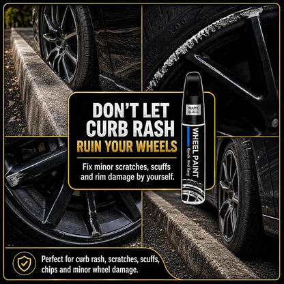 Gloss Black Rim Touch Up Paint - Wheel Scratch Repair Kit for Curb Rash & Scratches, Quick and Easy Rim Paint for Wheel Repair, Universal Gloss Black