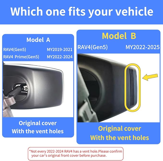 Front 4K & Rear 1080P Dash Cam for 2022 2023 2024 2025 Toyota RAV4 LE Limited SE Adventure XLE XSE (Model B)(with Vent Hole),OEM-Style,Loop Recording,Easy Installation,WiFi & App,128G Card