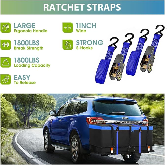 FORWODE 250LBS Universal Roof Rack Basket, 64"x39"x6" Rooftop Cargo Carrier Rack + Waterproof Cargo Bag 15 Cubic Feet(43"x34"x17") and Cargo Net, Ratchet Straps
