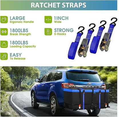 FORWODE 250LBS Universal Roof Rack Basket, 64"x39"x6" Rooftop Cargo Carrier Rack + Waterproof Cargo Bag 15 Cubic Feet(43"x34"x17") and Cargo Net, Ratchet Straps