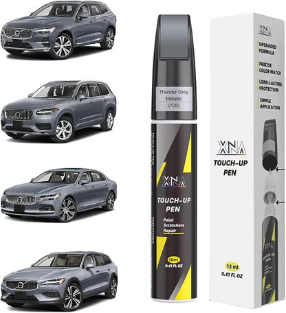 XNA Thunder Grey Metallic(728) for Volvo Touch Up Paint, Car Scratch Remover for Nicks and Chips Repair, 2-In-1 Quick & Easy Fix Car Scratch Repair Kit with Exact Color-Matched
