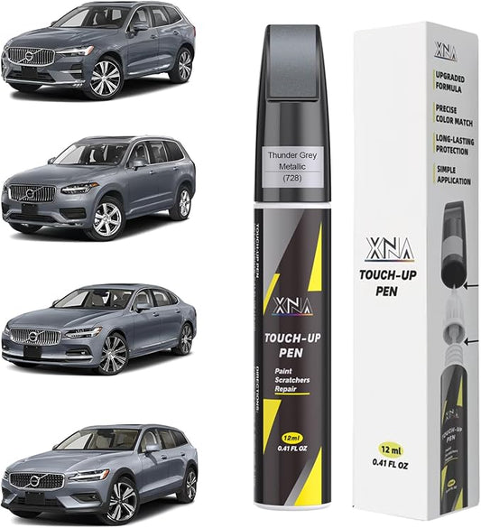 XNA Thunder Grey Metallic(728) for Volvo Touch Up Paint, Car Scratch Remover for Nicks and Chips Repair, 2-In-1 Quick & Easy Fix Car Scratch Repair Kit with Exact Color-Matched