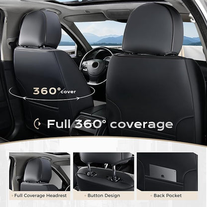 Coverado Car Seat Covers, Car Seat Covers Front Seats, 2-Pack Front Seat Cover, Nappa Leather Waterproof Seat Covers, Car Seat Protectors, Automotive Seat Covers Universal Fit for Most Vehicles