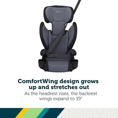 Safety 1st Grow and Go 2-in-1 Booster Car Seat with ComfortWings, Converts High-Back to Backless, 19" Wide, Slim Design, Lightweight, Foldable, Easy-Clean, Cup Holders, 40-100 lbs, Crushed Grape