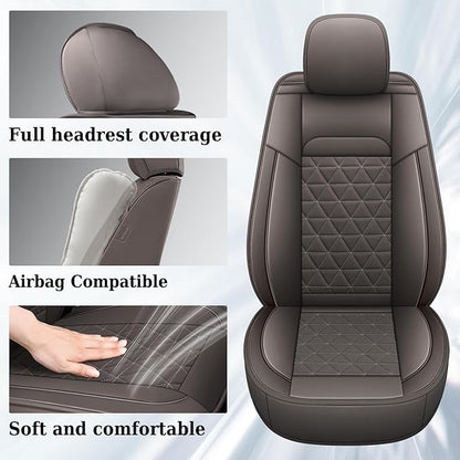 Coverado Car Seat Covers Compatible with Dodge Ram 2002-2026 1500 2500 3500 Pickup Limited Laramie Big Horn Waterproof Leather Seat Protectors Fit for Dodge Ram Crew Cab& Quad Cab(Front, Coffee)