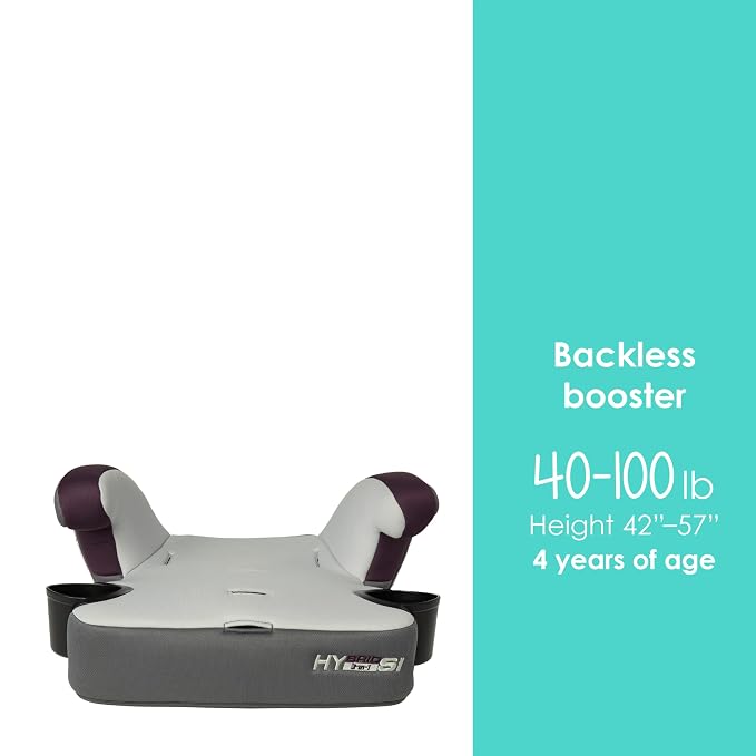 Baby Trend Hybrid SI 3-in-1 Combination Booster Seat, Dash Plum – Side-Impact Protection, 3-Stage Growth Design, Adjustable Headrest, Cushioned Comfort
