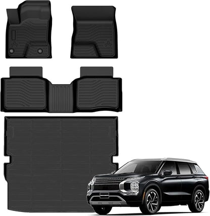 Auxko All Weather Floor Mats Cargo Mat for Mitsubishi Outlander PHEV 2026 2025 2024 2023 TPE Liners Accessories Guard Odorless Anti-Slip Floor Liners & Trunk Liner