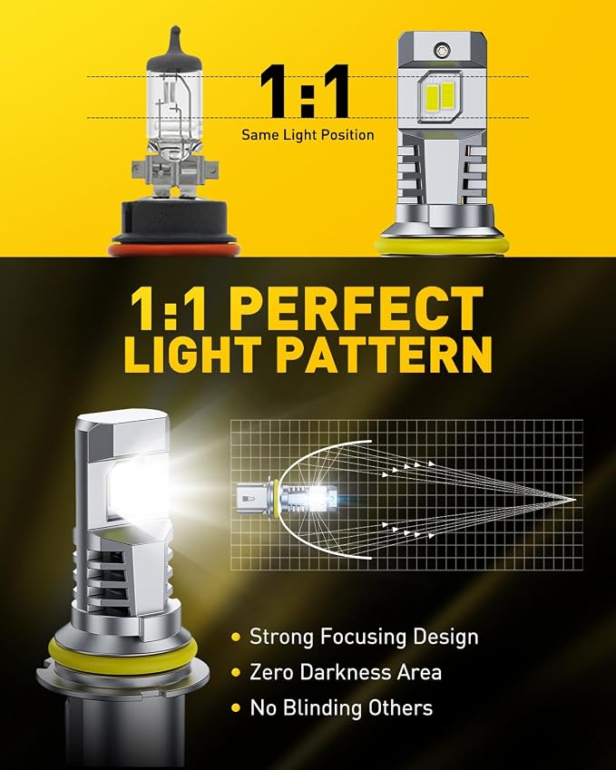 AUXITO 9007 Bulbs, 50000LM Ultra-Bright HB5 Light, Direct Insert 5 Mins Installation, 50000Hrs Long Lifespan, No Flicker, 99% Compatibility, Pack of 2