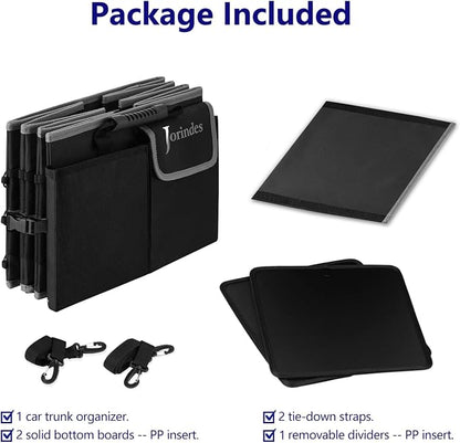 Trunk Organizer With Built-In Insulated Leak Proof Cooler Bag,Collapsible Cargo Organizer For Suv With Non Slip Bottom Strips,3 Large Compartments Foldable Waterproof Portable Car Storage Box