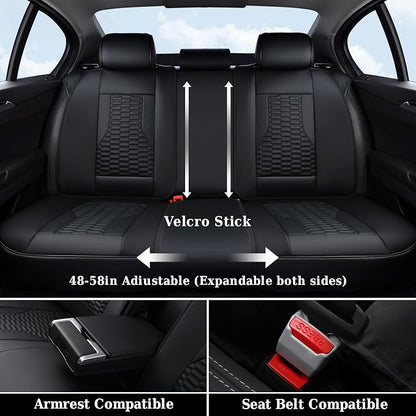 Coverado Car Seat Covers Full Set, Nappa Leather Seat Covers for Cars, Waterproof Automotive Car Seat Covers Interior Accessories Universal Fit Most Sedans, SUVs, Pick-up Trucks (Black)