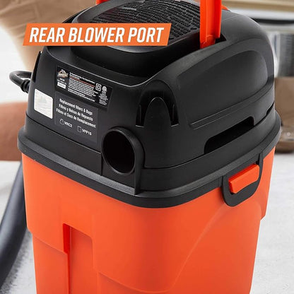 Armor All® AA155 1.5-Gallon 2 Peak HP Portable Wet/Dry Vacuum, Orange