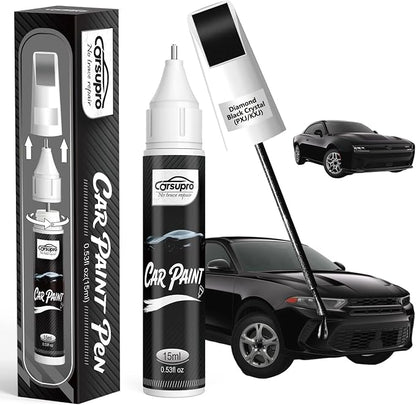 Diamond Black Crystal(PXJ/KXJ) for Dodge Touch Up Paint Pen, 2 in 1 Car Scratch Remover with Pen Tip and Brush, Precise Color Match for Car Paint Scratch Repair, Quickly and Easily Fix Chips and Nicks