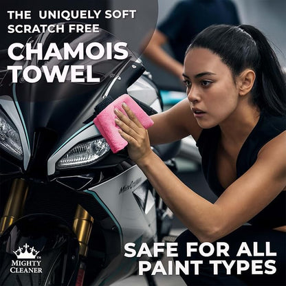 Premium 2pk +1 Free Shammy Cloth for Car Drying - 26"x17" - Super Absorbent Chamois Towel - Scratch-Free, Reusable & Soft Wash Cloth - Car Drying Towels
