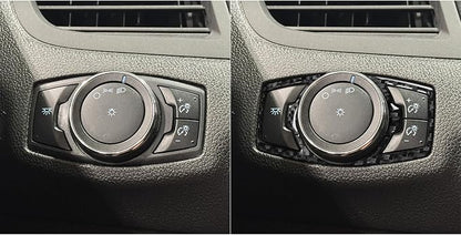 Premium Carbon Fiber Compatible with Ford Edge 2011-2014 2012 2013 SEL/Limited/SE/Sport Accessories Car Headlight Control Switch Knob Trim Frame Cover Interior Trim Sticker Decal Black 2PCS