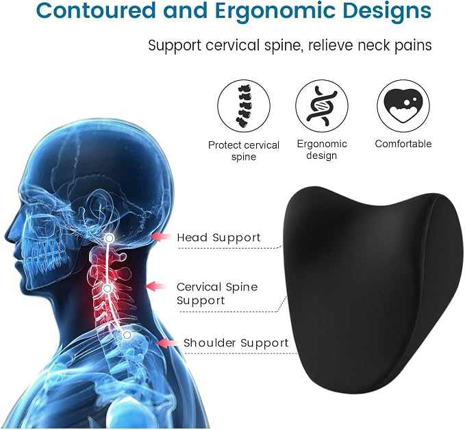 Car Neck Pillow for Driving, car headrest Pillow Head and Neck Rest Pillow for car headrest, Neck Support for car Driving or Traveling or Sleeping of Accessories with Memory Foam