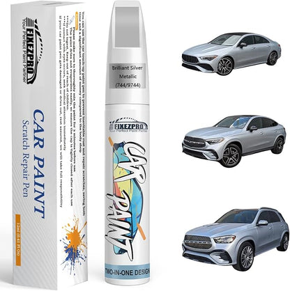 744/9744 Brilliant Silver Metallic Car Touch Up Paint for Mercedes-Benz, Color Match Auto Paint Repair Pen,Professional Car Scratch Repair Remover Pen Quick & Easy to Use