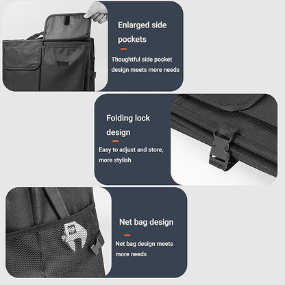 Trunk Organizer for Car Foldable Sturdy Style with 3 Compartments Holds Auto Accessories Tools Automotive Consoles and Organizers For Vehicle Trunk Storage (Black)
