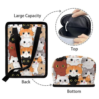 Talayituse Cartoon Cat Print Car Trash Can Portable Auto Garbage Bin Multifunctional Vehicle Interior Accessories with Adjustable Straps Universal Fit Truck SUV Sedan