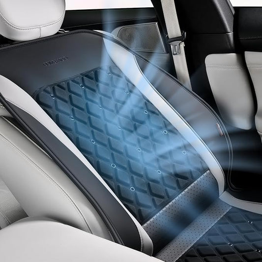 Coverado Upgraded Cooling Car Seat Cushion 8 Turbo Fans 12V-24V Ventilated Cooling Seat Cover 3 Adjustable Wind Speeds Long Lasting Coolness Summer Driving Universal Fit for Car SUV Truck Gray