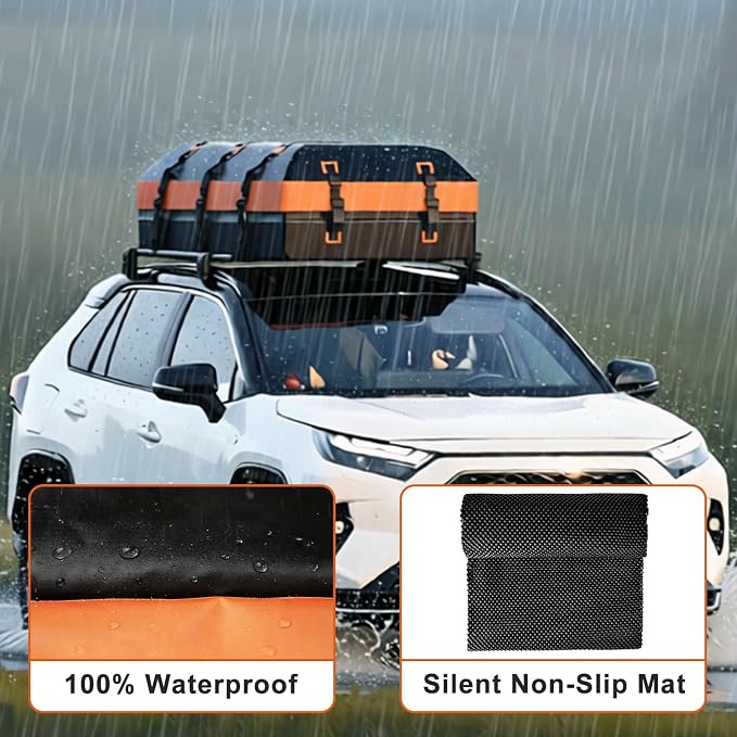 Mupera 20 Cubic Feet Waterproof Rooftop Cargo Carrier - Upgraded Anti-Slip Mat, Combination Lock & Storage Bag for Cars SUVs with/Without Roof Rack