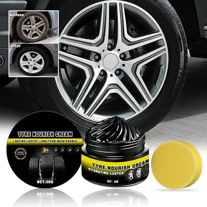 Tire Nourish Cream, 2026 New Powerful Wheel Cleaning Refurbish Wax for Restores Tire Shine, Tire Wax for Wheel Protection, Restores Black Gloss