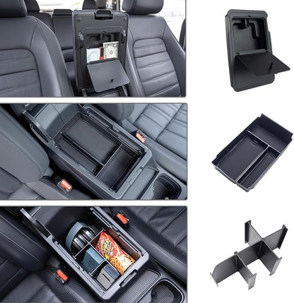 PIMCAR 3-Piece Organizers for Honda CRV 2023-2025 2026 Center Console Organizer Set | Custom Fit Armrest Tray, Hidden Storage Box & Armrest Dividers | Durable ABS Material Car Accessories