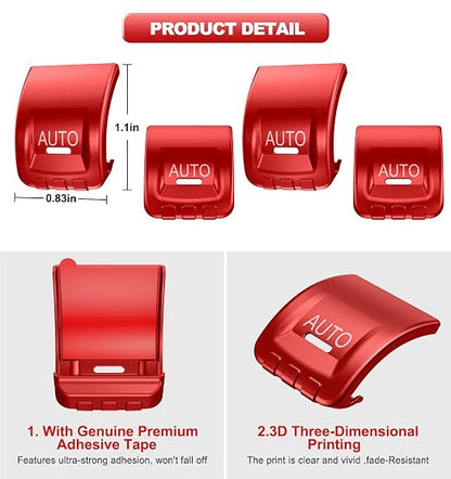 Upgrade Metal Window Switch Button Cover Fit for Jeep Wrangler JK JKU 2018 2017 2016 2015 2014 2013 2012 2011 Accessories,Interior Trim Kit 4PCS (Red)