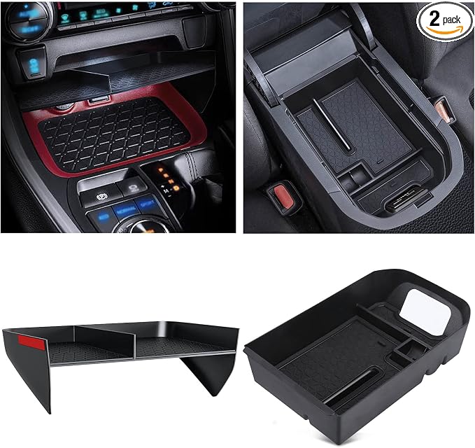 DIAMOOKY Upgraded Center Console Organizer Compatible with Toyota RAV4 2025 2024 2023 2022 2021 2020 2019 Interior Accessories, Gear Shift Storage Tray Secondary Box Insert Divider - 2pcs