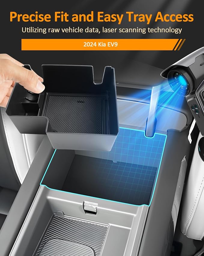 CDEFG for Kia EV9 2024 2025 2026 Center Console Organizer Tray for Kia EV9 Accessories Armrest Storage Box Insert Tray for EV9 Light, Light Long Range, Wind, Land, GT-Line Arm Rest Middle Organizer