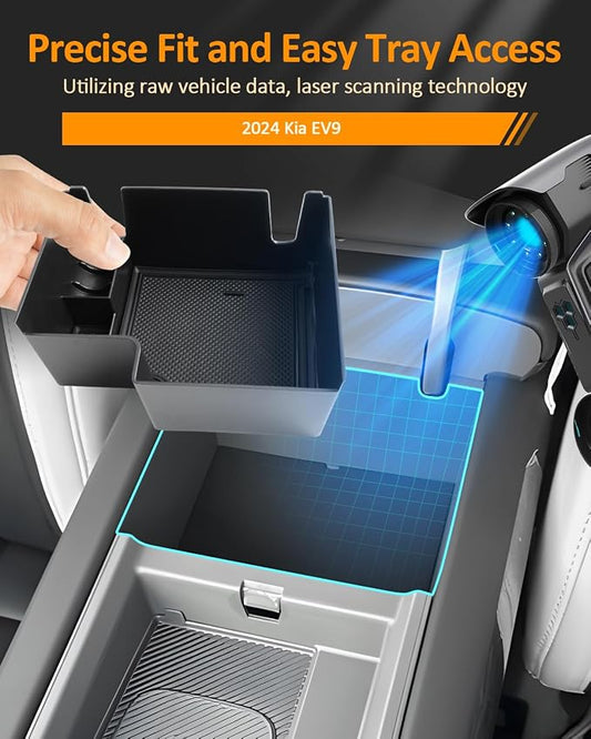 CDEFG for Kia EV9 2024 2025 2026 Center Console Organizer Tray for Kia EV9 Accessories Armrest Storage Box Insert Tray for EV9 Light, Light Long Range, Wind, Land, GT-Line Arm Rest Middle Organizer