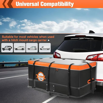 Sailnovo Hitch Cargo Carrier Soft Shell Bag Waterproof 20 Cubic Feet Cargo Bag for Hitch Carrier, PVC Trailer Hitch Storage Bag with 8 Reinforced Straps & Combination Lock & Storage Bag