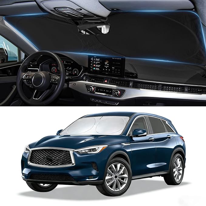 Sun Shade for QX50 Windshield Sunshade Custom fit for 2019-2021 Infiniti QX50 & 2021-2025 2026 QX55 Accessories Foldable Front Window Cover UV Bloker Sun Visor Protector