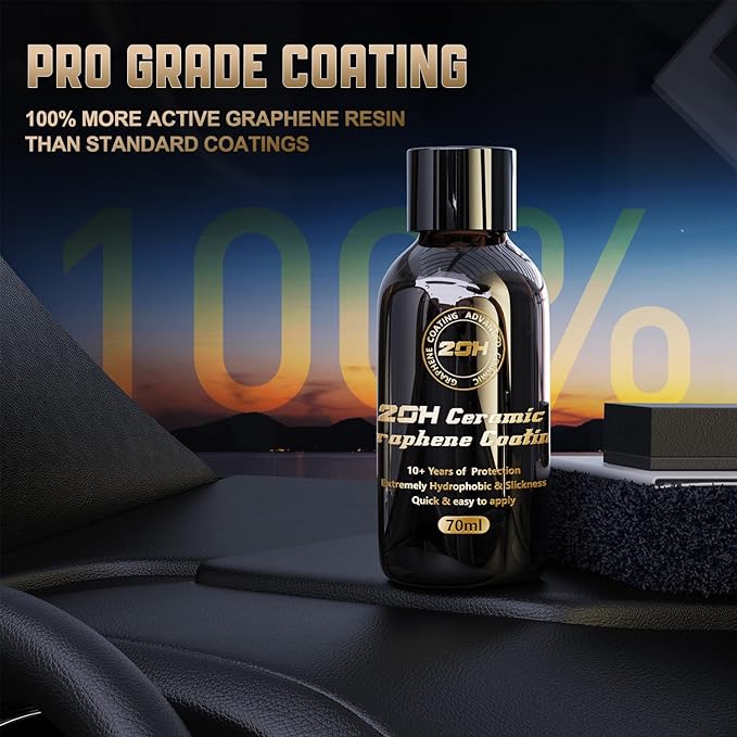 20H Professional Graphene Ceramic Coating for Cars (70ml) - 10+ Years Protection, Hydrophobic, Scratch & UV Resistant, High Gloss Finish - Professional-Grade Car Detailing Kit - Easy Application
