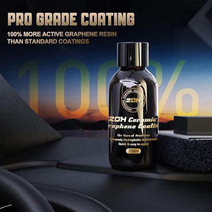 20H Professional Graphene Ceramic Coating for Cars (70ml) - 10+ Years Protection, Hydrophobic, Scratch & UV Resistant, High Gloss Finish - Professional-Grade Car Detailing Kit - Easy Application