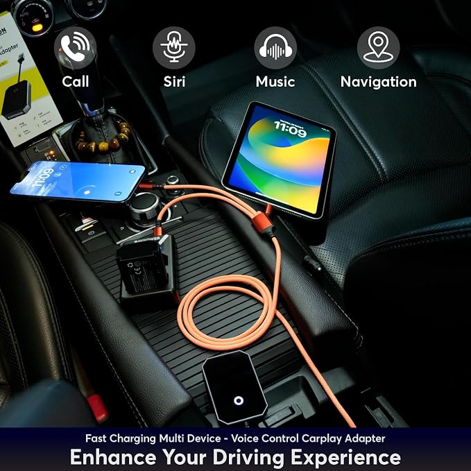 Wireless Carplay Adapter 2024 for Apple iPhone and for Android Auto Bluetooth - Best Mini Adapter - Smart Dongle - Wire to Wireless - Plug and Play Carplay