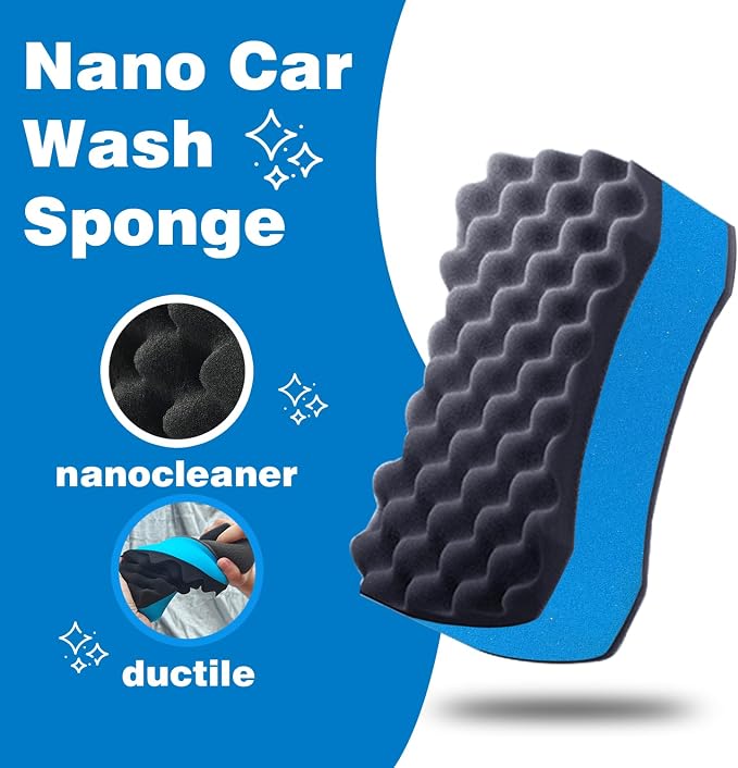 Three Texture Car Wash Sponge - Multi Purpose Bug Remover Scrubbing Side Soft Sea Sponge - Ultra Scrub Car Cleaning Sponges Wash Bucket Accessory - 3Pack