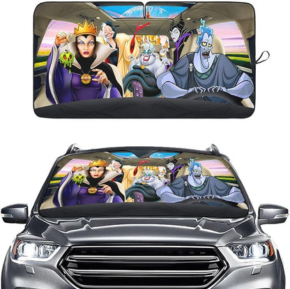 GENANY Witch Cartoon Windshield Sun Shade for Car SUV Truck (64x32 Inches), Automobile Sunshade, Protector Blocks UV, Car Decor