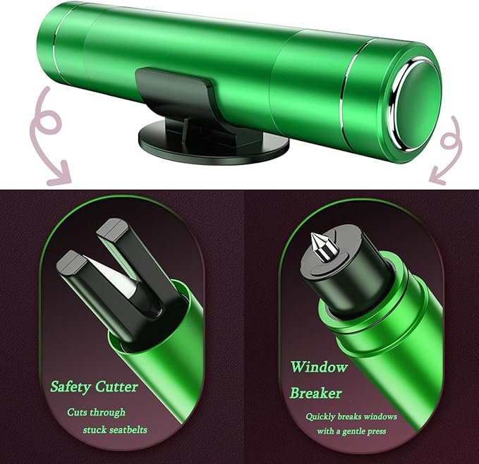 4PCS Safe Hero Hammer, Safety Hammer & Seatbelt Cutter, 2 in 1 Car Window Breaker Seatbelt Cutter Glass Window Breaker Under Water (Green)