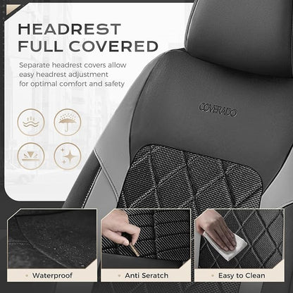 Coverado Car Seat Covers, Seat Covers Full Set, 5 Seats Automotive Seat Cover, Mesh Breathable Seat Protectors, Universal Fit for Most Cars