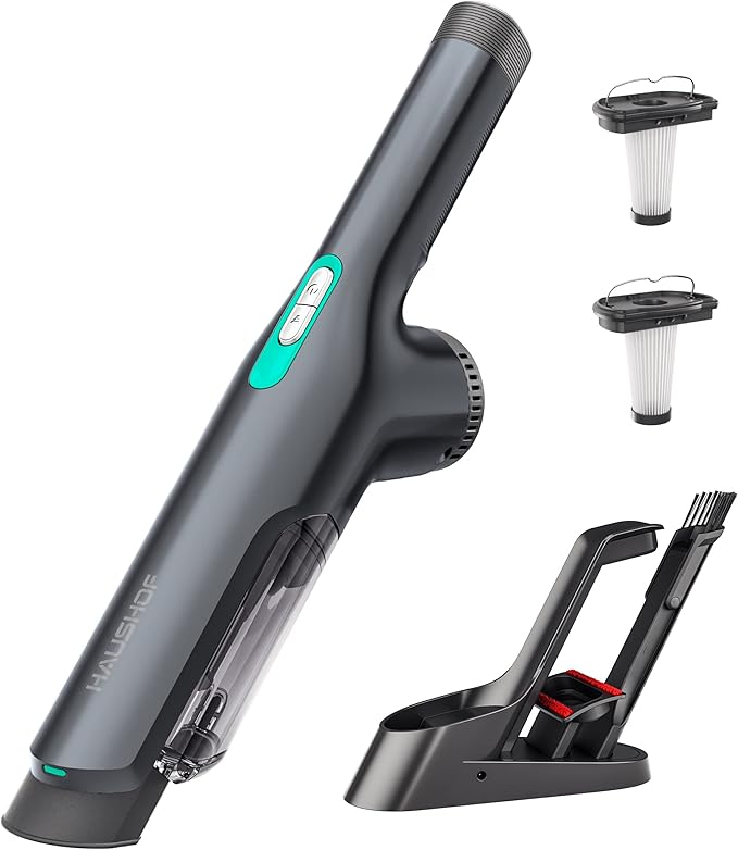 HAUSHOF Handheld Vacuum Cordless, 120W Brushless Motor, lightweight, Portable, Fast-Charging Hand Vac with 12000Pa Powerful Suction and Multifunctional Attachments, Ideal for Home, Office, Pet and Car