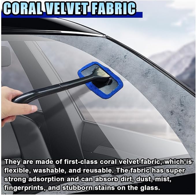 LAINLOY 7 Pack Microfiber Cloths, Replaceable Car Inside Windshield Cleaning Tool Bonnet, Reusable Window Washing Pads Cover Kit, Car Interior Glass Cleaner Towel Fit 5"