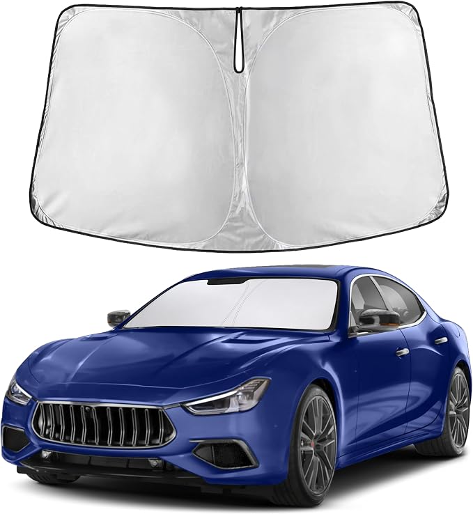 EcoNour Windshield Sunshade Compatible for Maserati Ghibli 2014-2022 2023 2024, Sun Visor for Front Windshield & Window Sun Shade Cover, UV Heat Blocker & Protector, Car Accessories