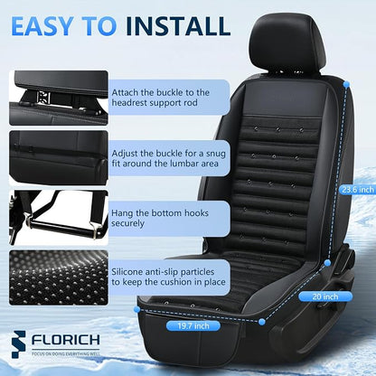 FLORICH Cooling Car Seat Cover with 2 Powerful Turbo Fans Ventilated Seat Cushion 3-Speed Adjustable 12V-24V Breathable Cooling Car Seat Pad for Summer Driving Universal Fit for Car SUV Truck Van
